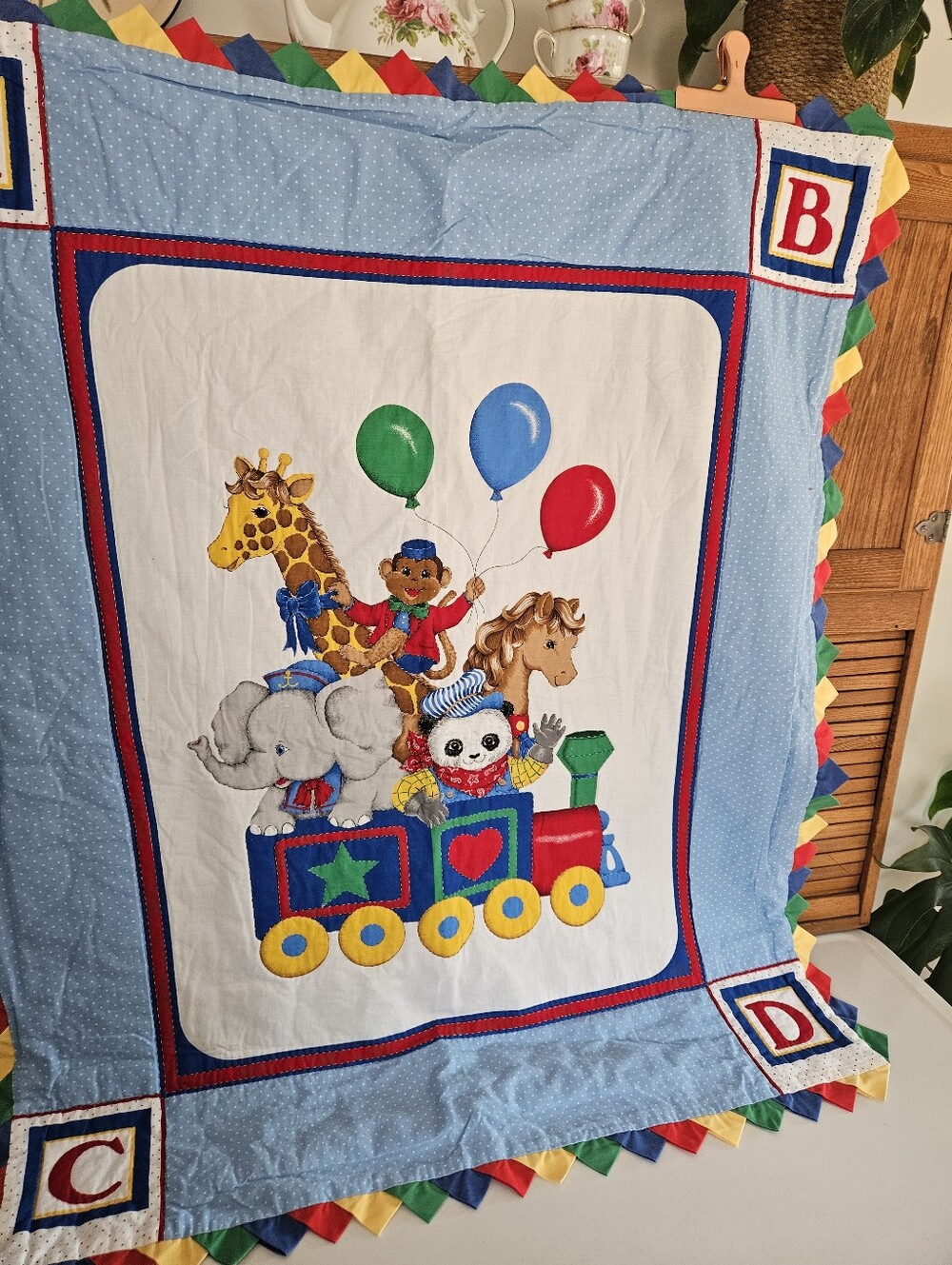 Handmade Baby Crib Quilt ABC Primary Color